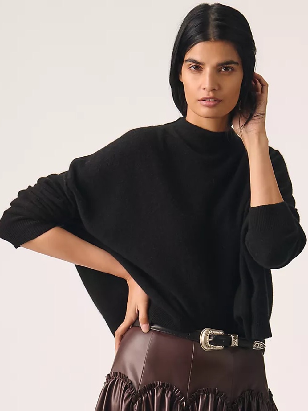Pilcro Cashmere Mock-Neck Batwing Sweater from Anthropologie 2X Cashmere Sweater